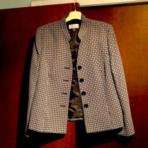 Black/white print blazer/pants